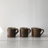 Set of 6 cups in vintage pyrite and glazed stoneware