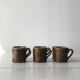Set of 6 cups in vintage pyrite and glazed stoneware