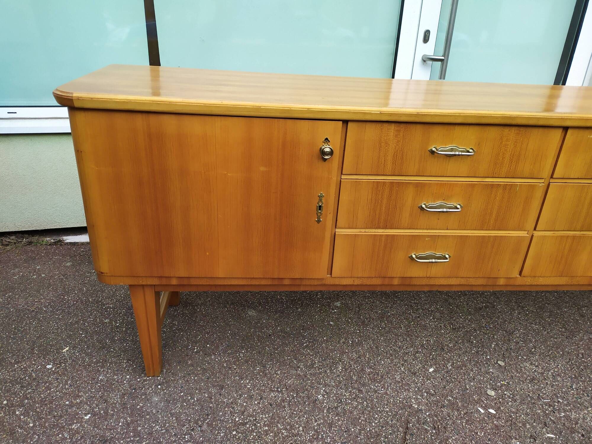 Vintage sideboard from the 50s and 60s in wood 245cm