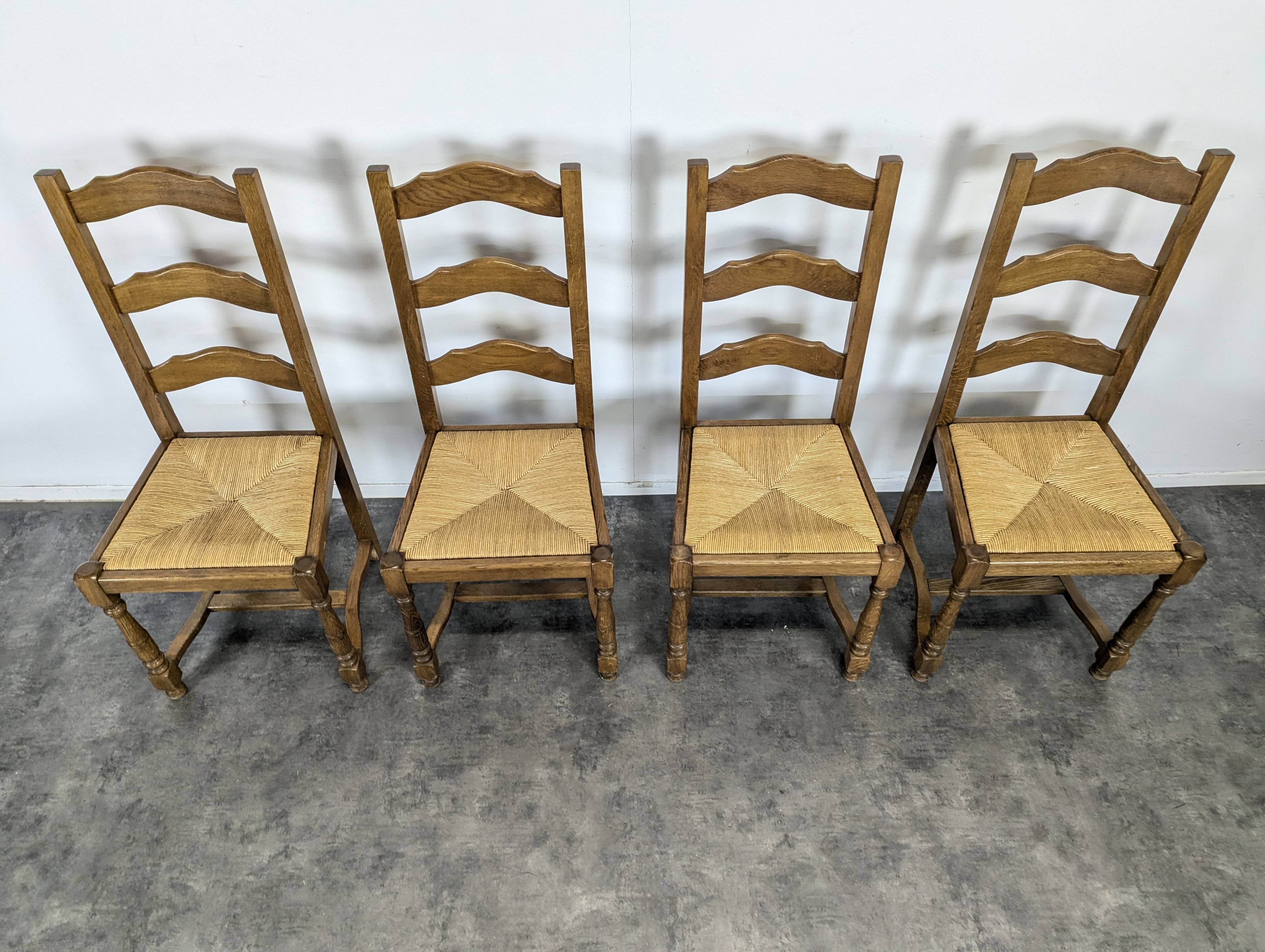 Set of 4 rush-seated chairs