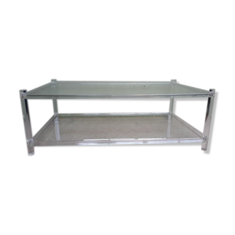 Rectangular living room table in vintage glass and plexiglass