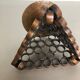 Modernist sculptural style brutalist copper candleholder, Austria 1950
