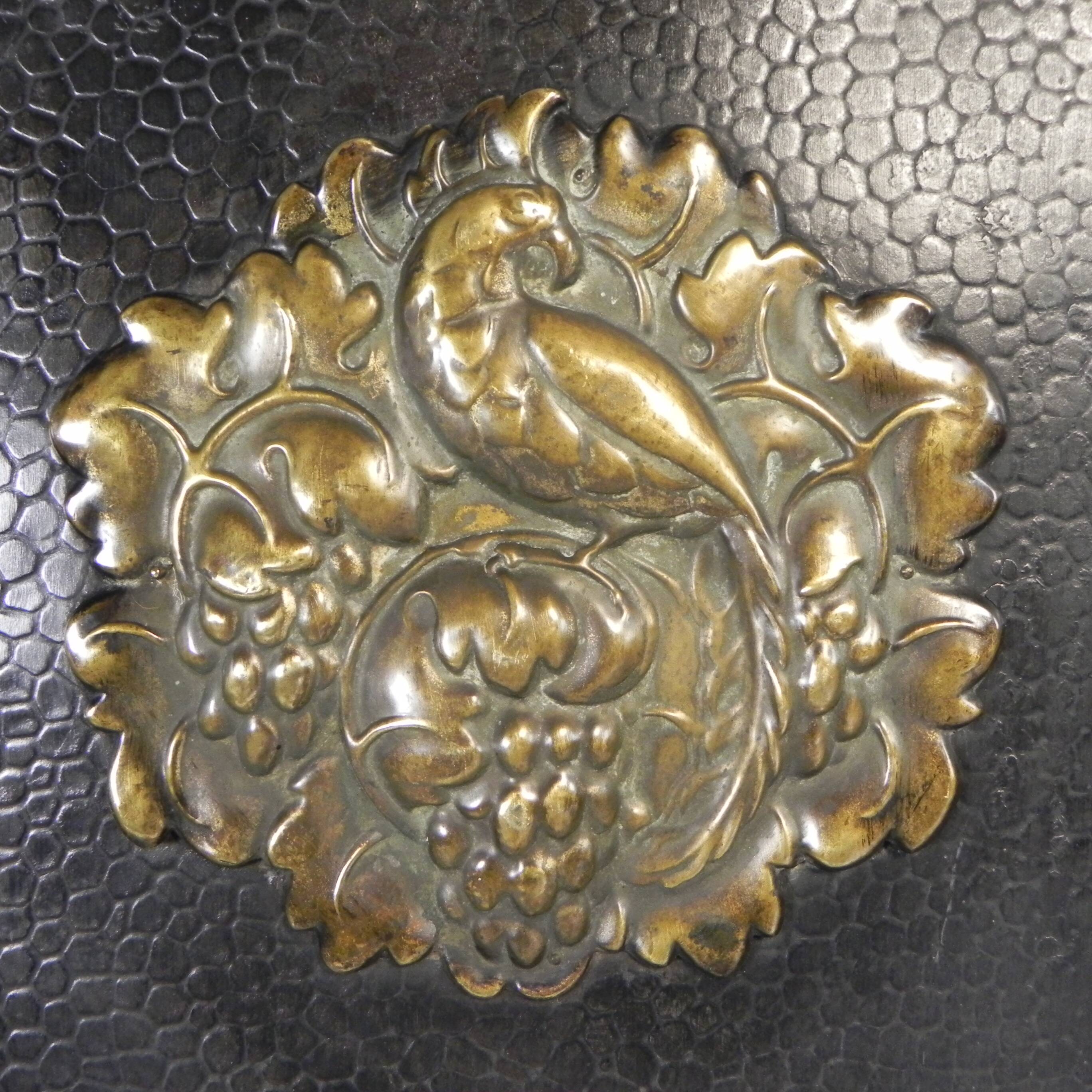 Art Deco screen in steel with brass details, 1930s.