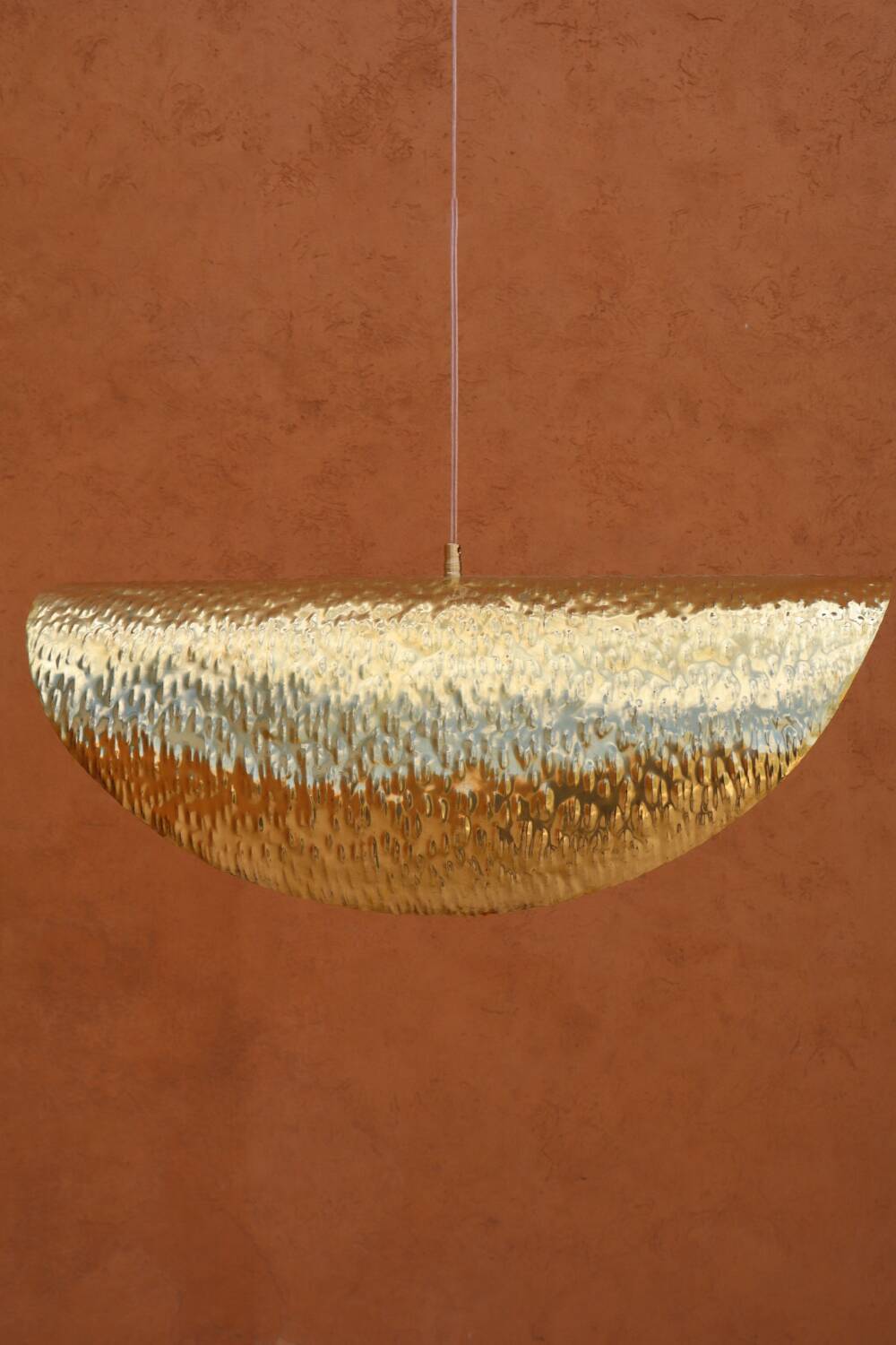 Handmade lotus-shaped brass pendant light