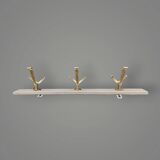 Vintage wall coat rack with 3 hooks in gold anodized aluminum