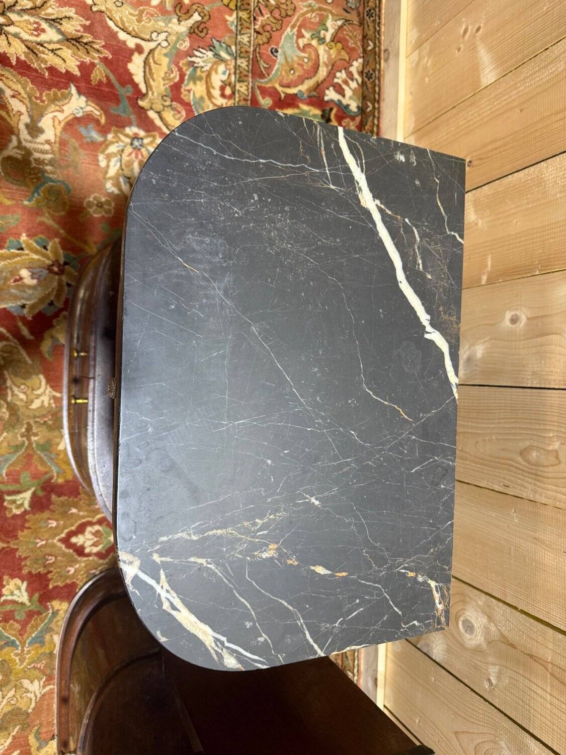 Pair of Art Deco bedside tables with marble.