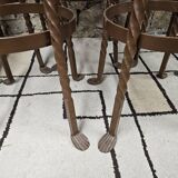 Set of 8 brutalist wrought iron bar stools 1970"