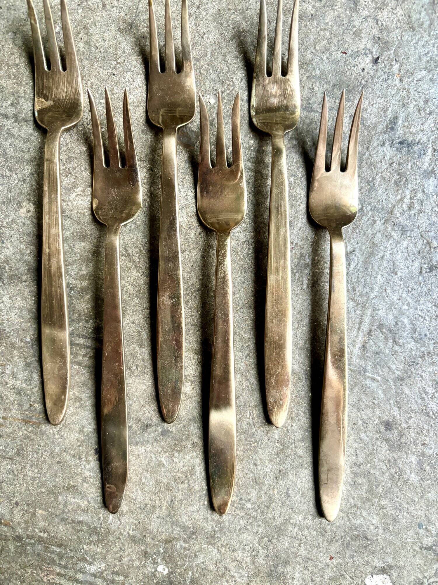 6 gilded bronze starter forks