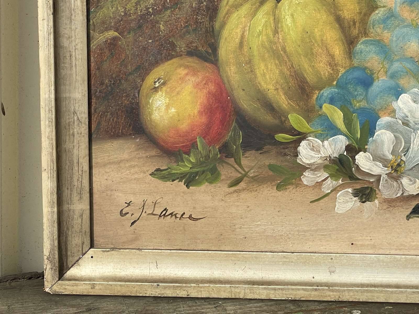 Still life from the early 20th century, oil on cardboard signed Lance