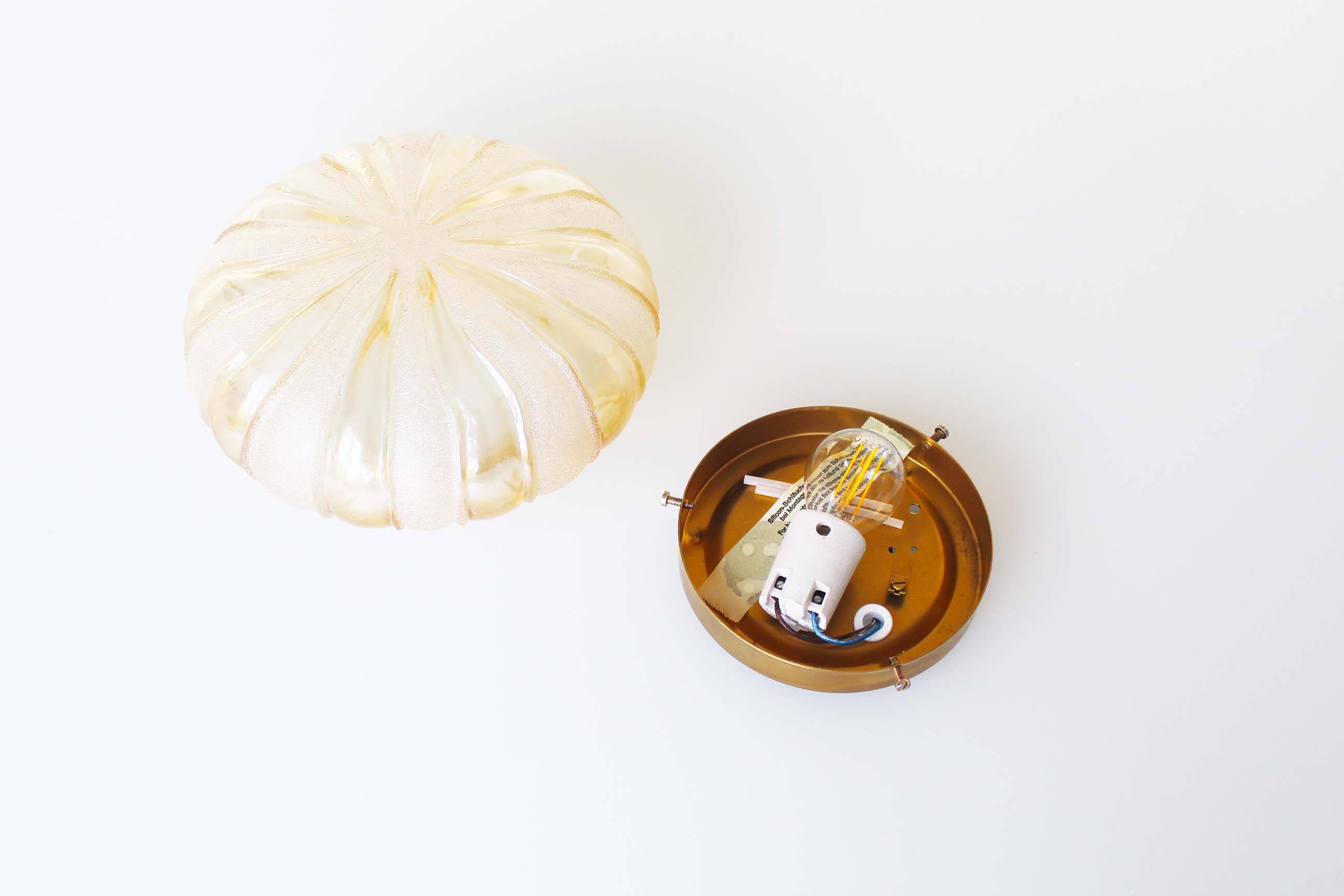 Vintage amber glass wall lamp by Wila Leuchten, Germany 1970's