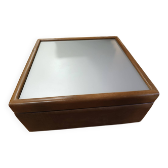 Leather and brushed metal coffee table from the 70s