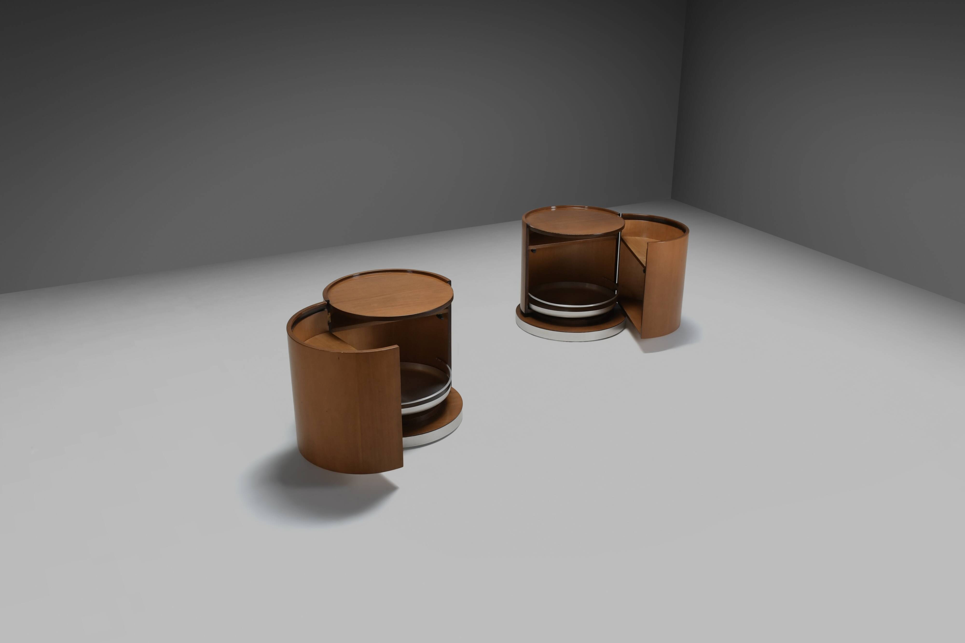 Set of Round Wooden Dry Bars by Mario Sabot, Italy 1970s