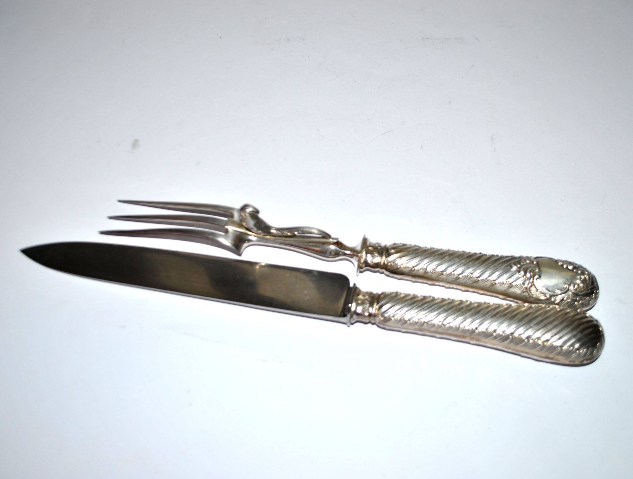 Rococo service cutlery in SILVER Minerve Armand Frenais 1900 Serving knife and fork
