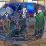 Large signed stained glass window