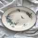 Plat ovale terre de fer fleurs oiseaux "Malaga" Petrus Regout