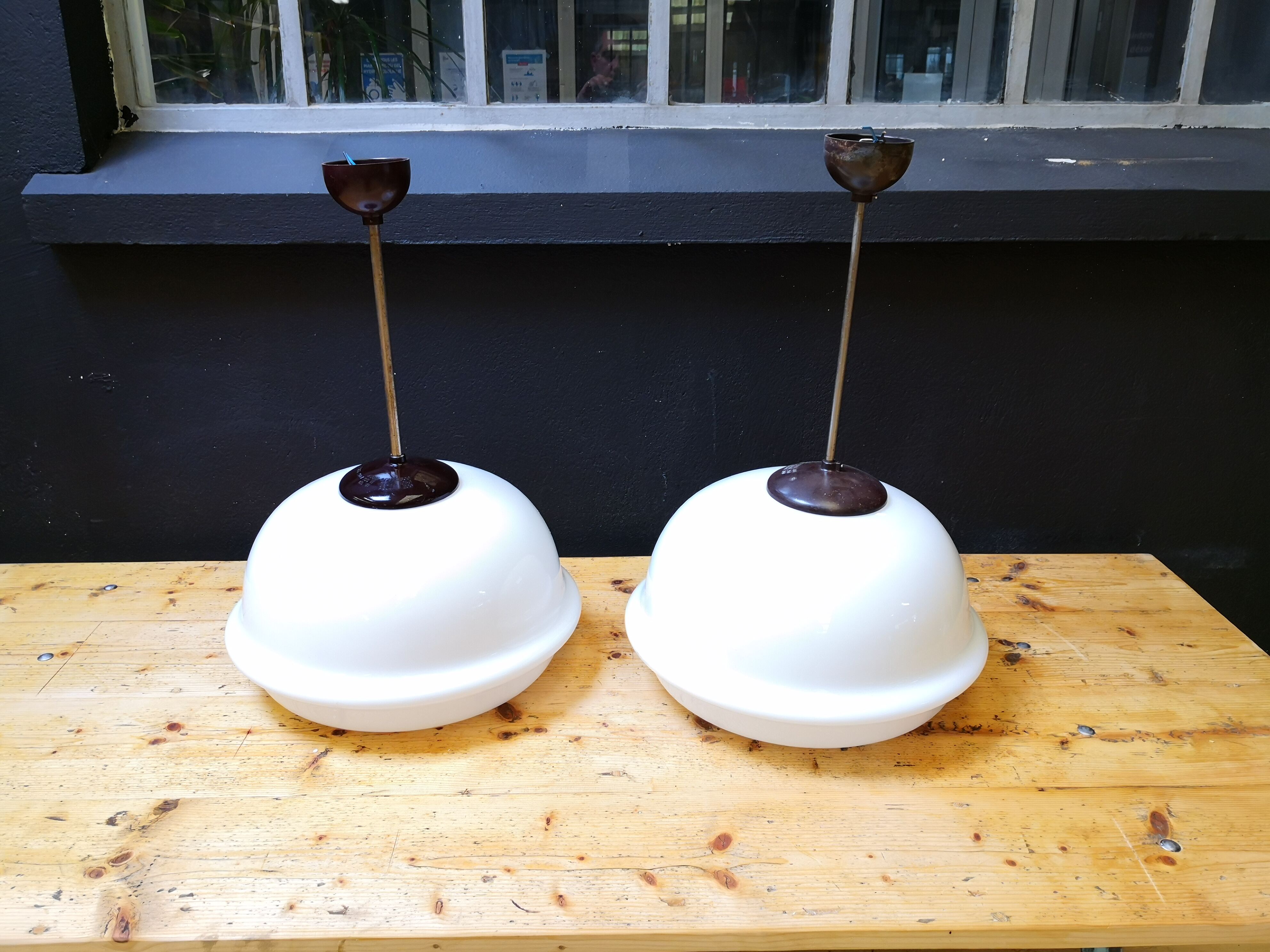 Set of 2 Czech pendant lamps, 60s