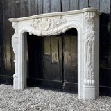 Louis XV Style Fireplace in Carrara Marble, Circa 1980