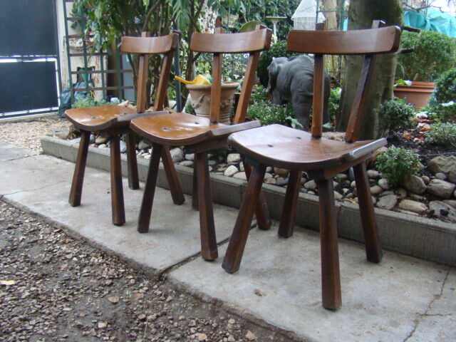 Lot of three old brutalist chairs