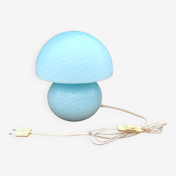 Lampe champignon tourbillon verre de Murano bleu