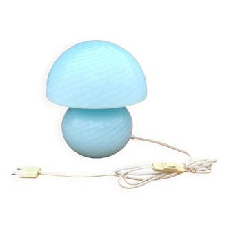Lampe champignon tourbillon verre de Murano bleu