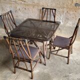 Set table & chairs bamboo vintage year 70