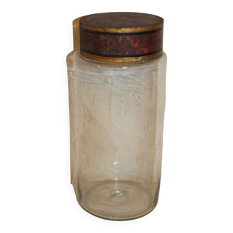 Apothecary medicine jar with metal lid