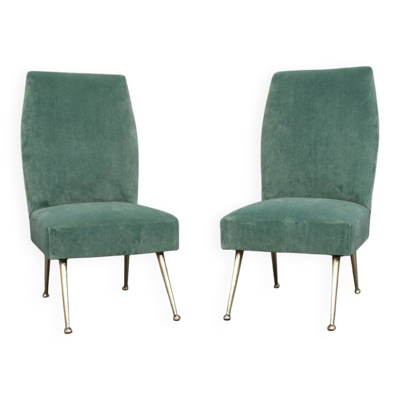 Ensemble de chaises latérales en velours italien par Gigi Radice pour Minotti, années 1950.