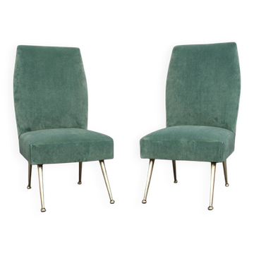 Set of Italian velvet side chairs by Gigi Radice for Minotti, 1950s