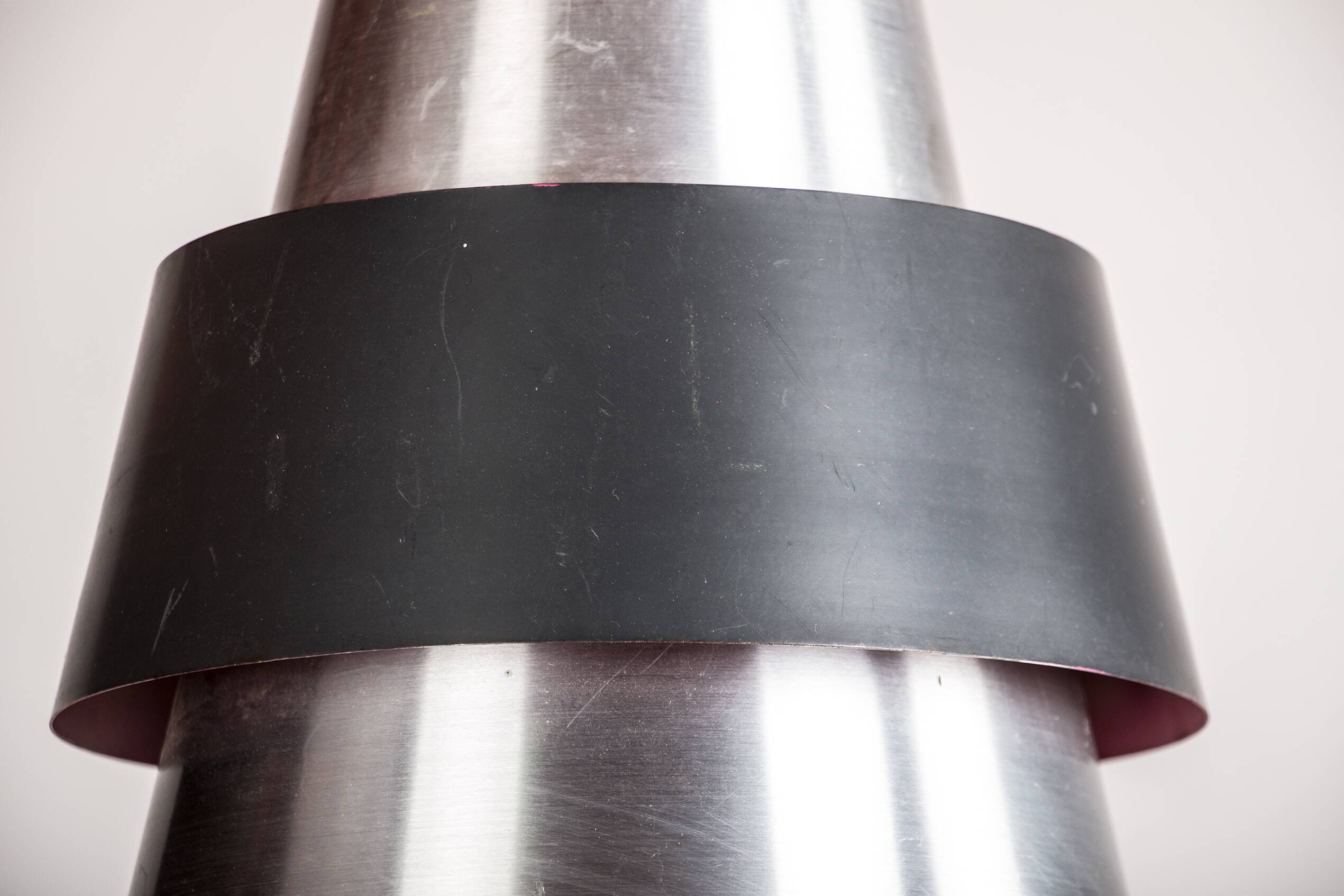 Large Danish Aluminum pendant light, Corona model by Jo Hammerborg for Fog & Mørup 1960.