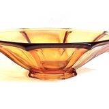 Art Deco style fruit bowl or pocket tray in amber glass from the 50s
