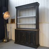 Buffet deux corps patine noire intérieur blanc 1950's