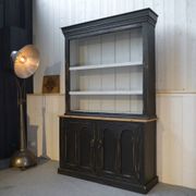 Buffet deux corps patine noire intérieur blanc 1950's