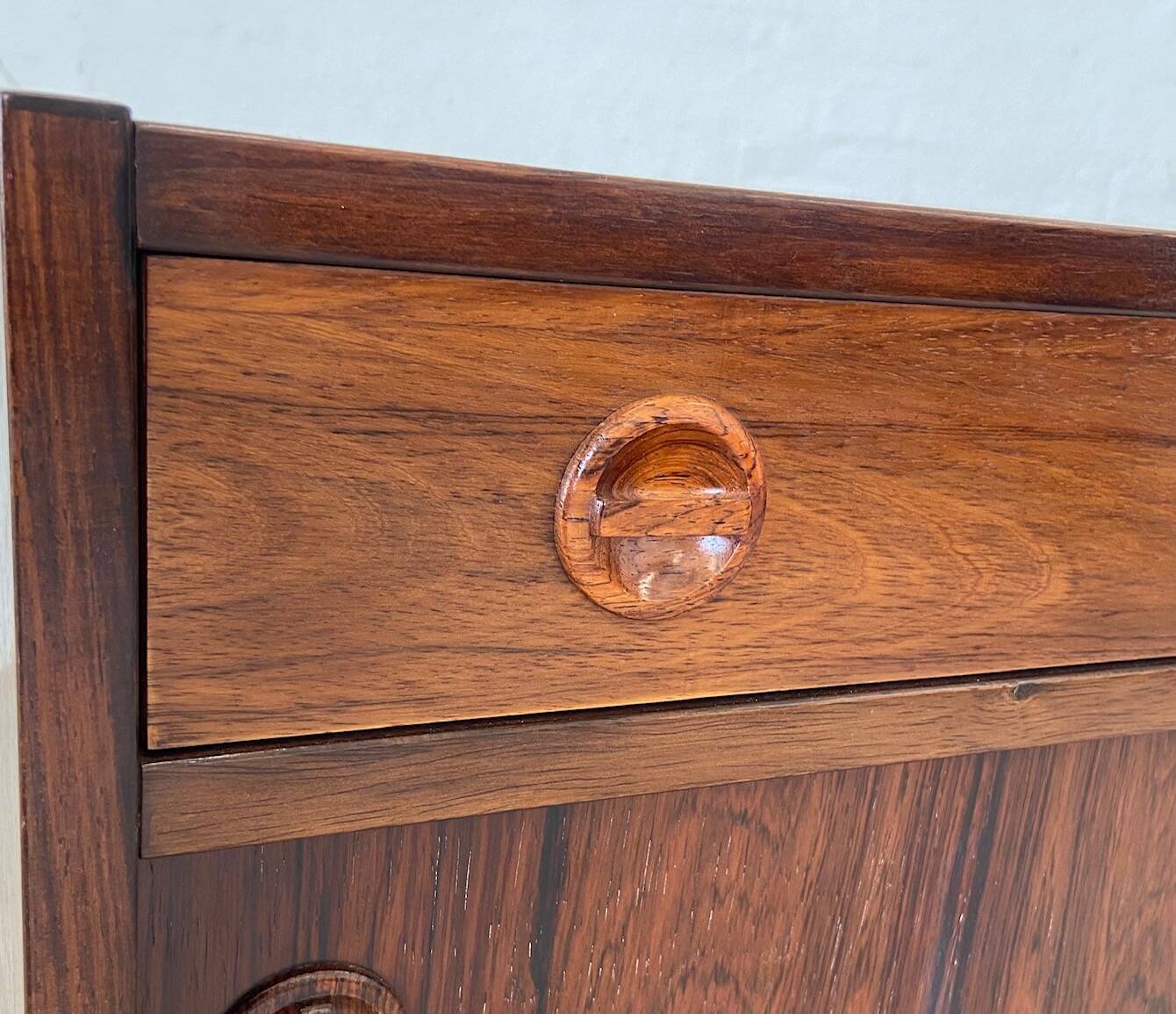 Vintage danish mid century rosewood sliding door cabinet 1960s