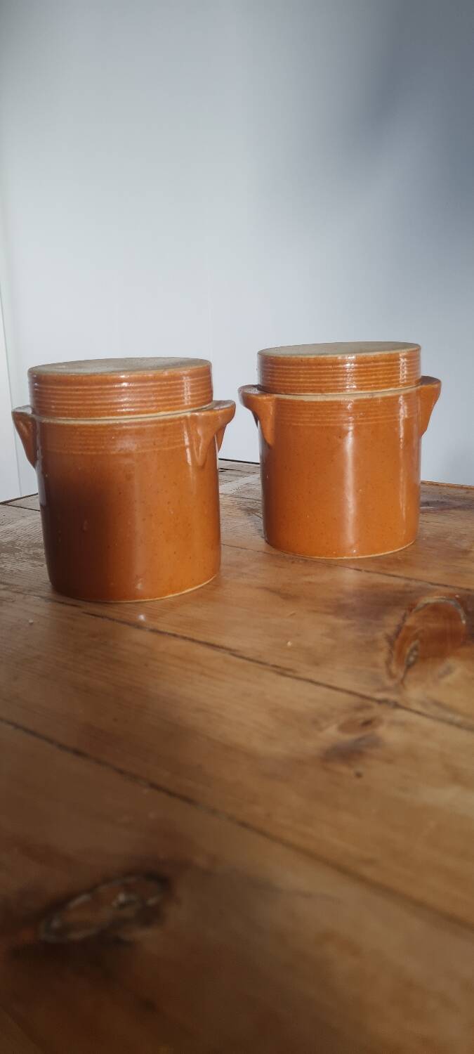 Pair of stoneware grease pots
