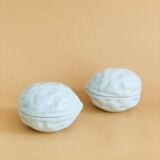 Pair of Limoges porcelain nut boxes