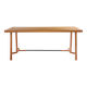 Jacques Adnet dining table oak red leather brass 1950