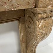 Napoleon III fireplace with claw feet in speckled marble, 19th century.