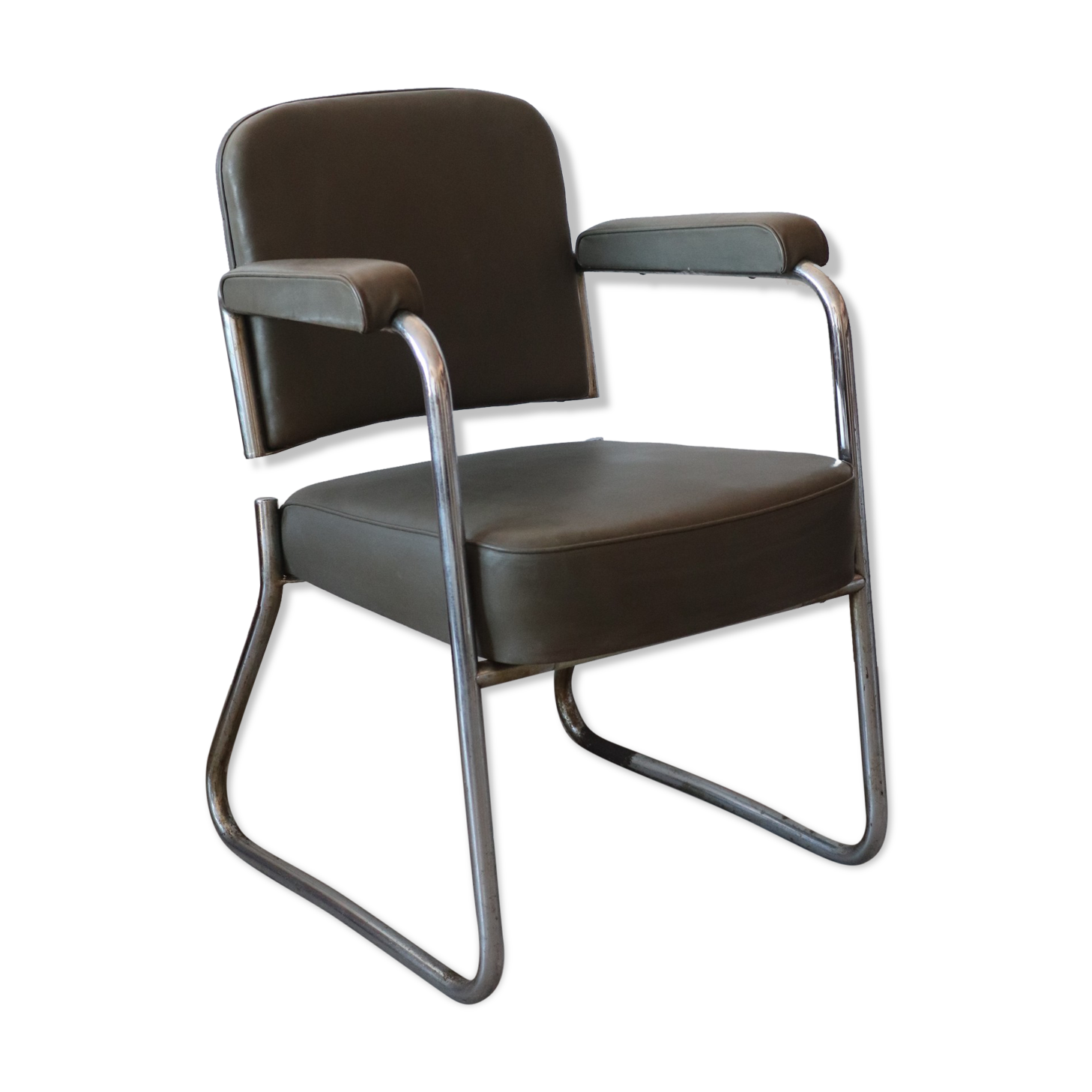 Industrial roneo armchair gray 50s/60s