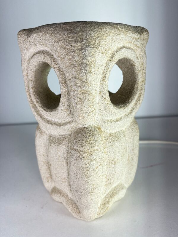 Lampe Albert Tormos en Pierre Sculpture Hibou ou chouette France 1960/70