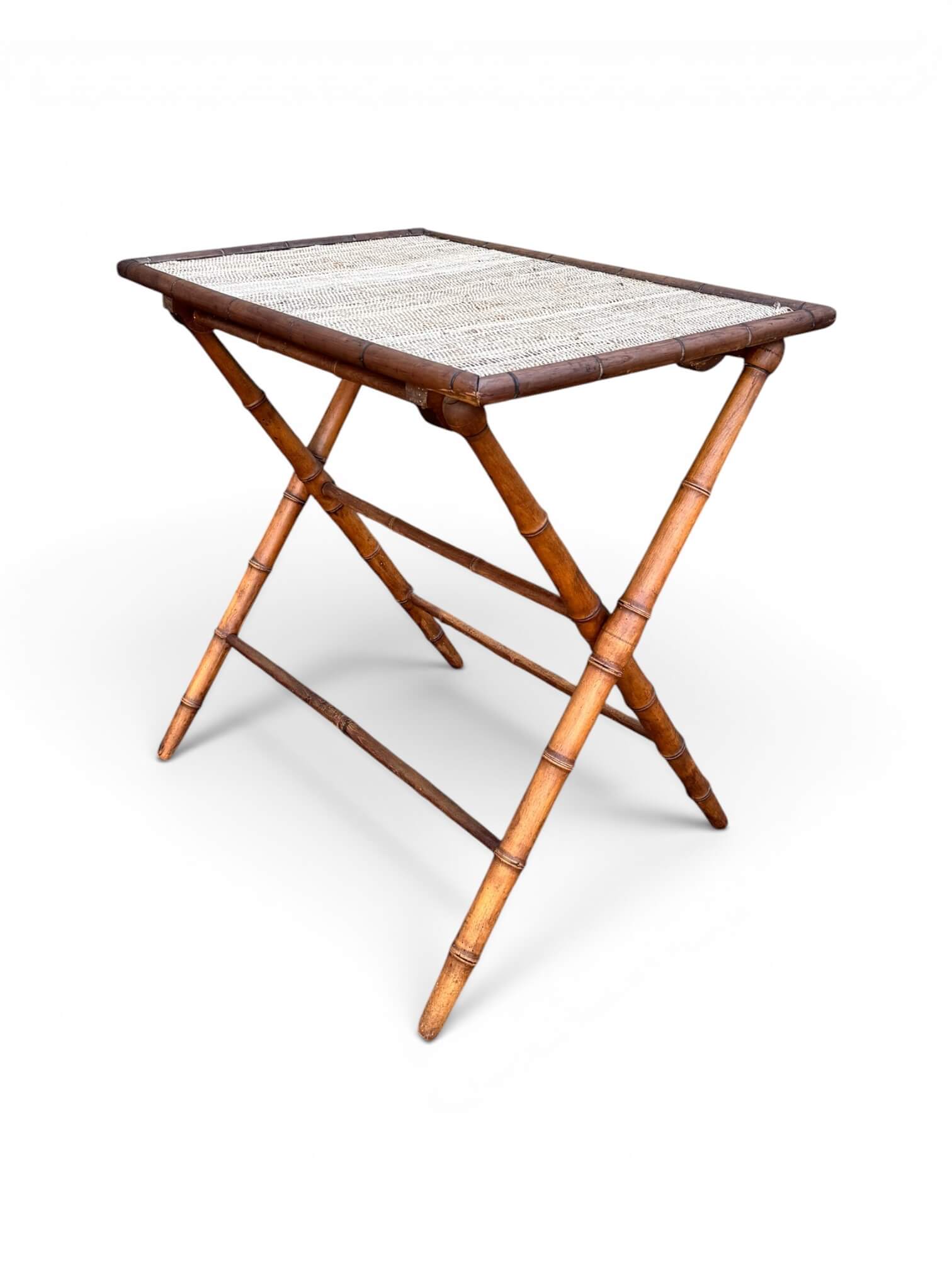 Table d’appoint pliante en faux bambou, époque 1900