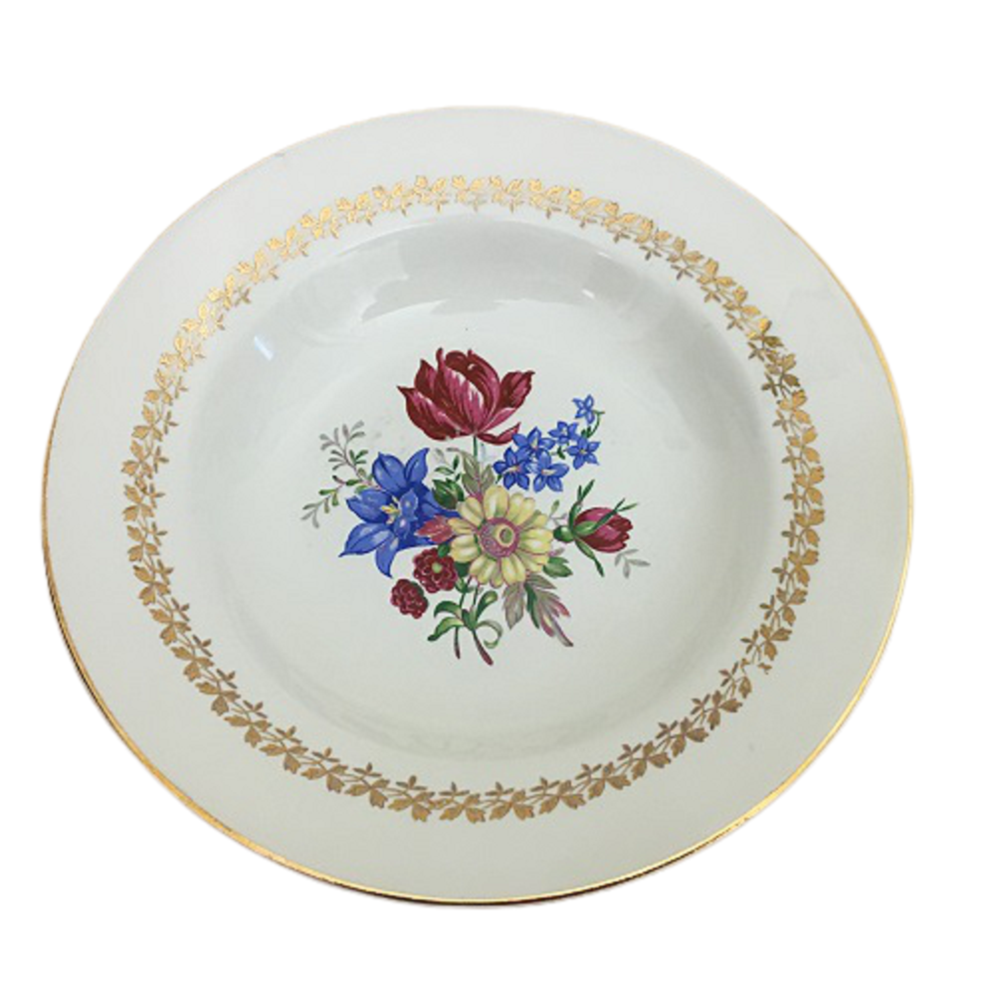 4 Vintage Hollow Plates in Porcelain Signed Sarreguemines