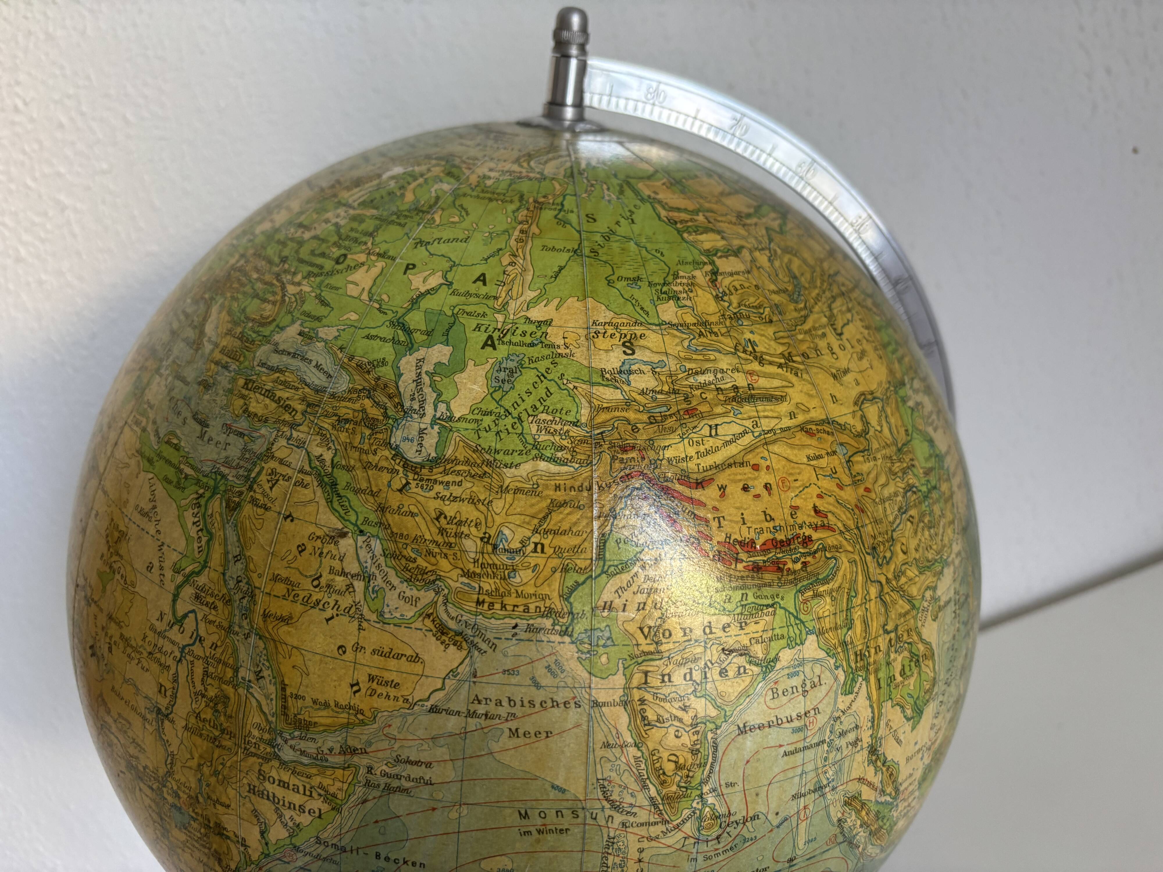 Vintage globe 1950/1953 terrestrial Räth world map ex-GDR - 52 cm