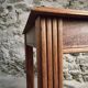 Vintage French walnut writing desk, 1950s Art Deco style, table with drawer, compact desk or side table