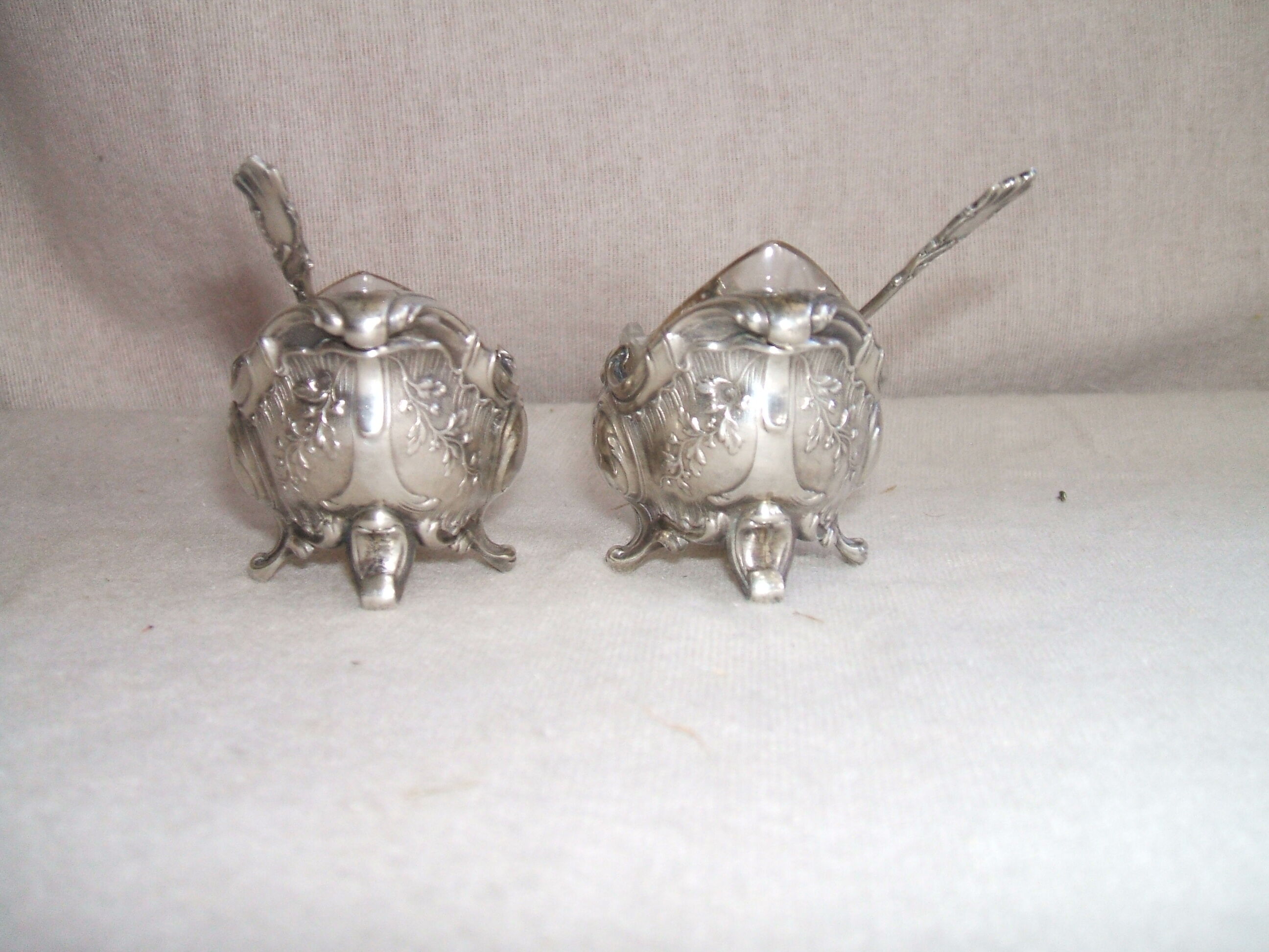 Pair of solid silver salerons