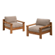 Chaises longues modernes minimalistes en bois naturel, Italie, années 1970