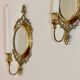 Pair of Mid Century Swedish Brass Sconces with Mirror