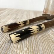 Wooden and horn salad servers