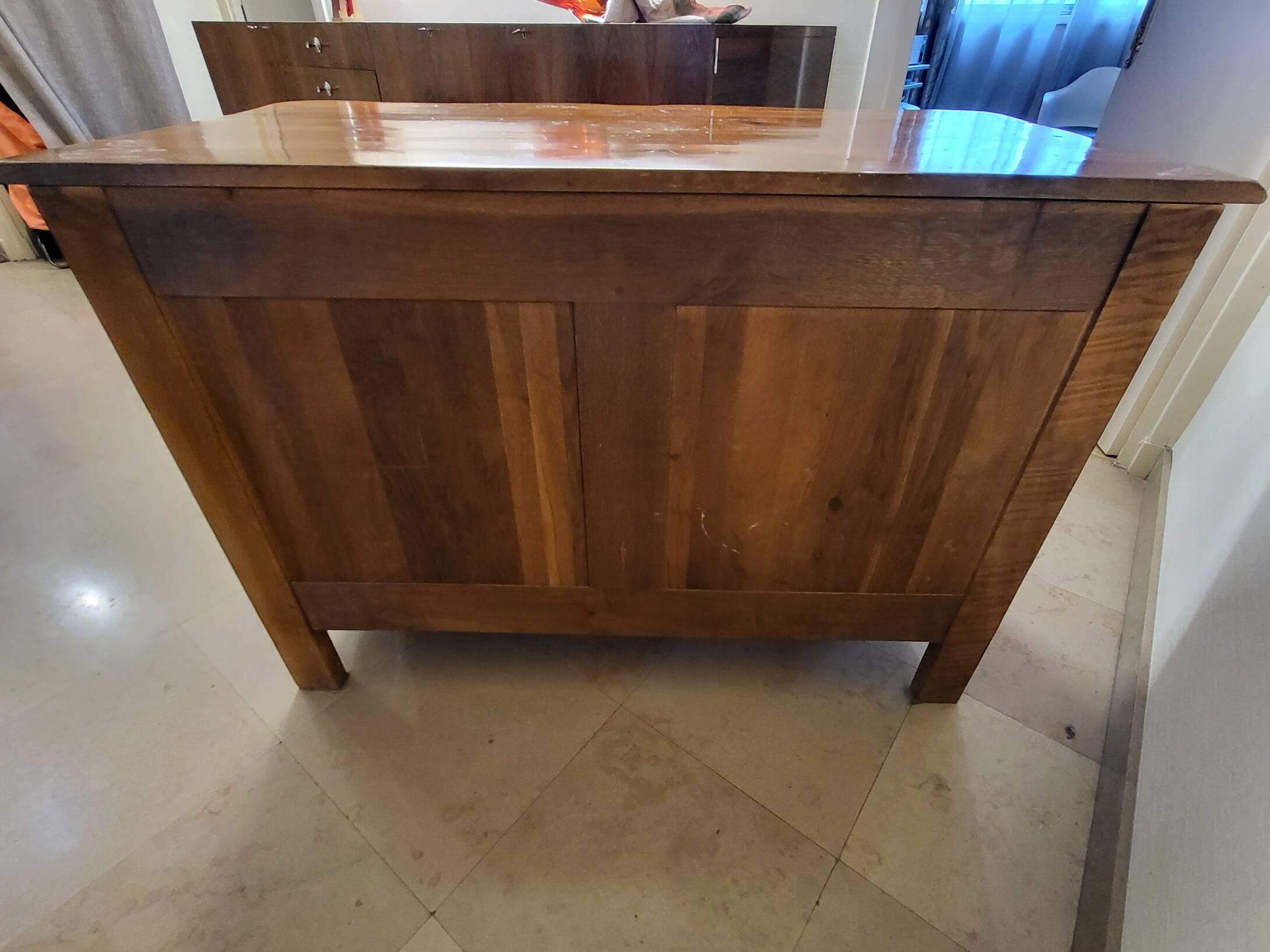 Louis XV style crossbow commode in solid walnut