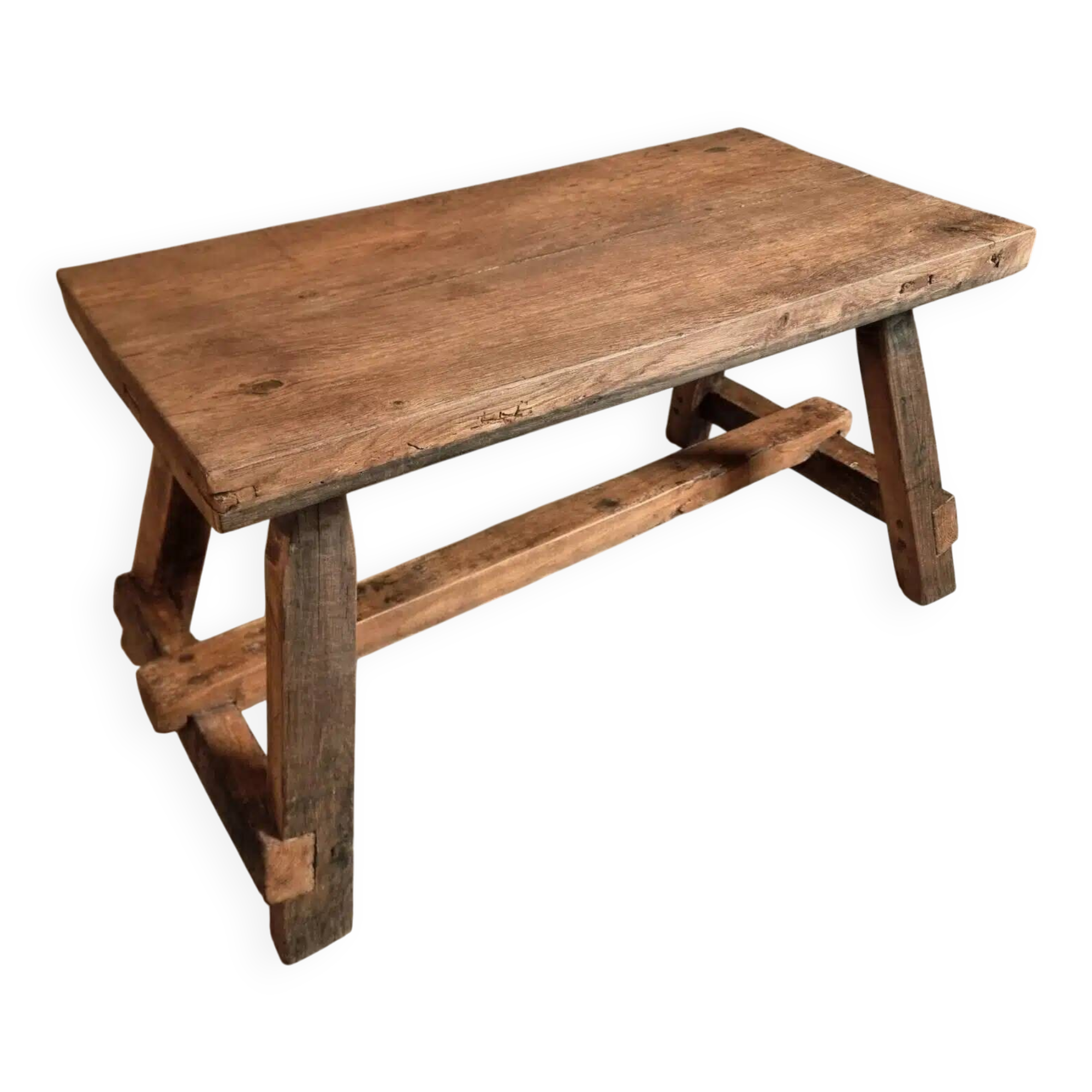 19th Century French Oak Farmhouse Bench - Handcrafted Rustic Work Table