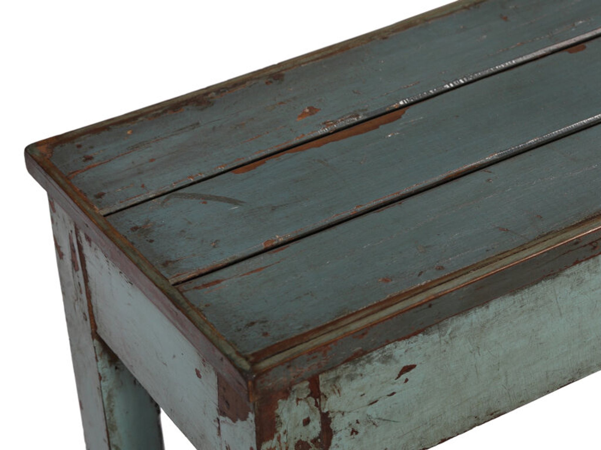 Indian bench blue wood old teak vintage patina and original piece 70x30x52cm